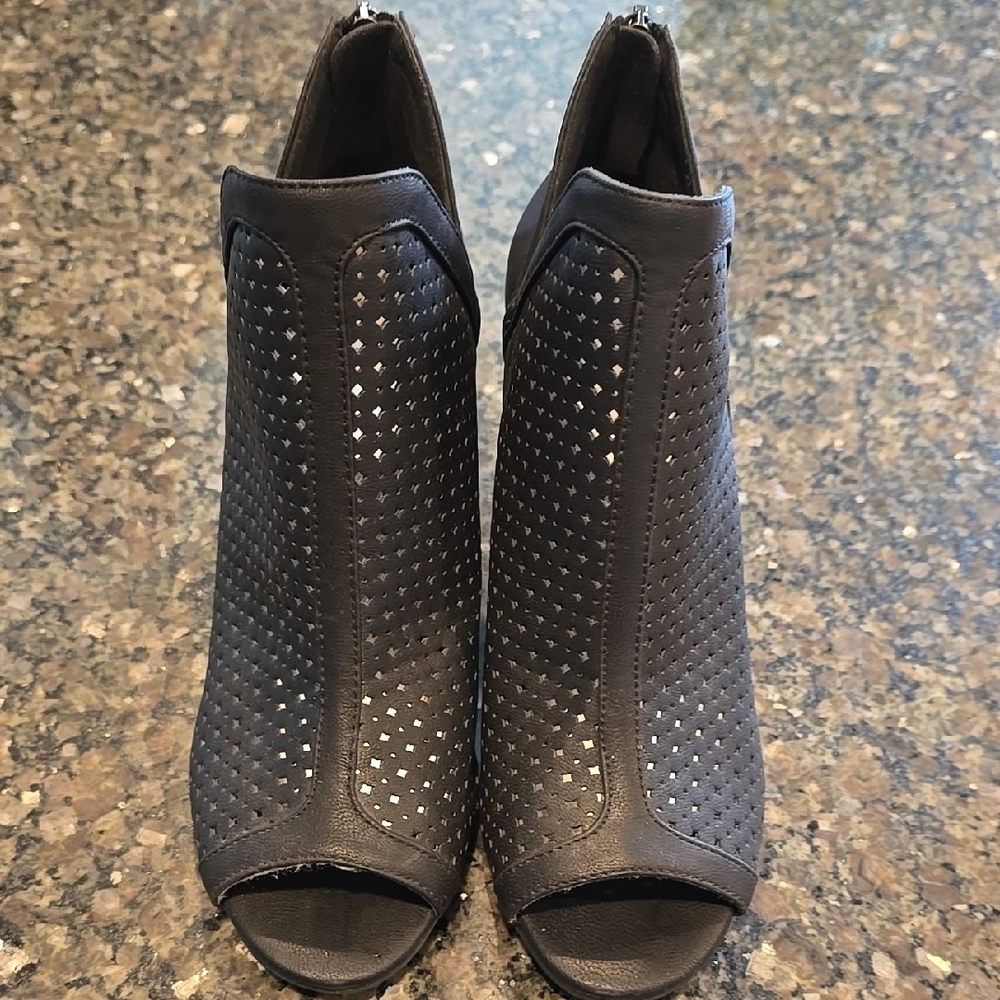 Elegant Black Peep-Toe Ankle Boots